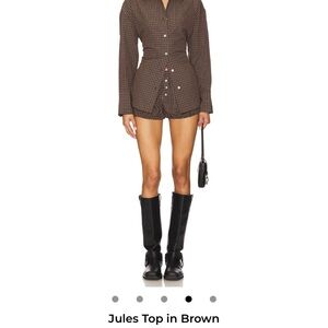 Brown Checked Jules Top and Matching Shorts Set